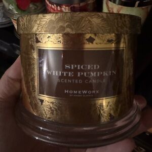 HomeWorx Spiced White Pumpkin Candle - Gold